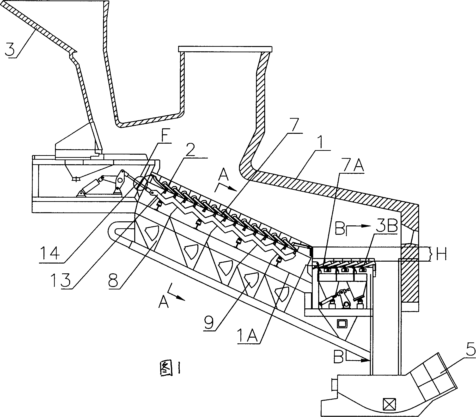 Reciprocating multi-row grate type domestic refuse incinerator