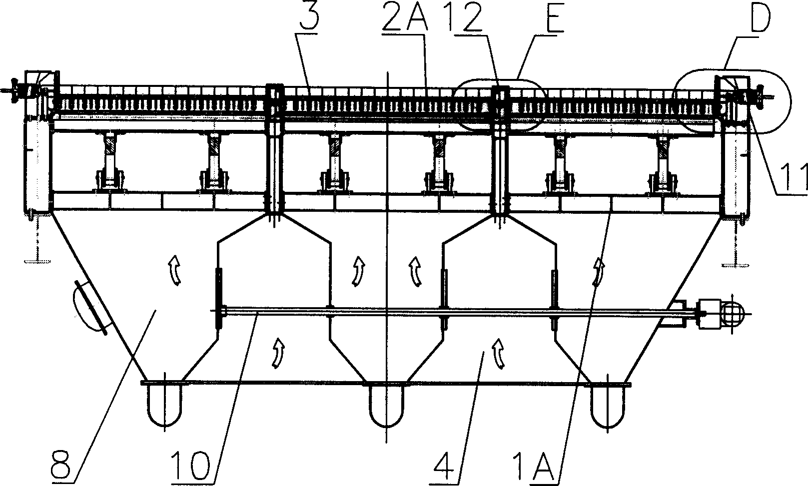 Reciprocating multi-row grate type domestic refuse incinerator