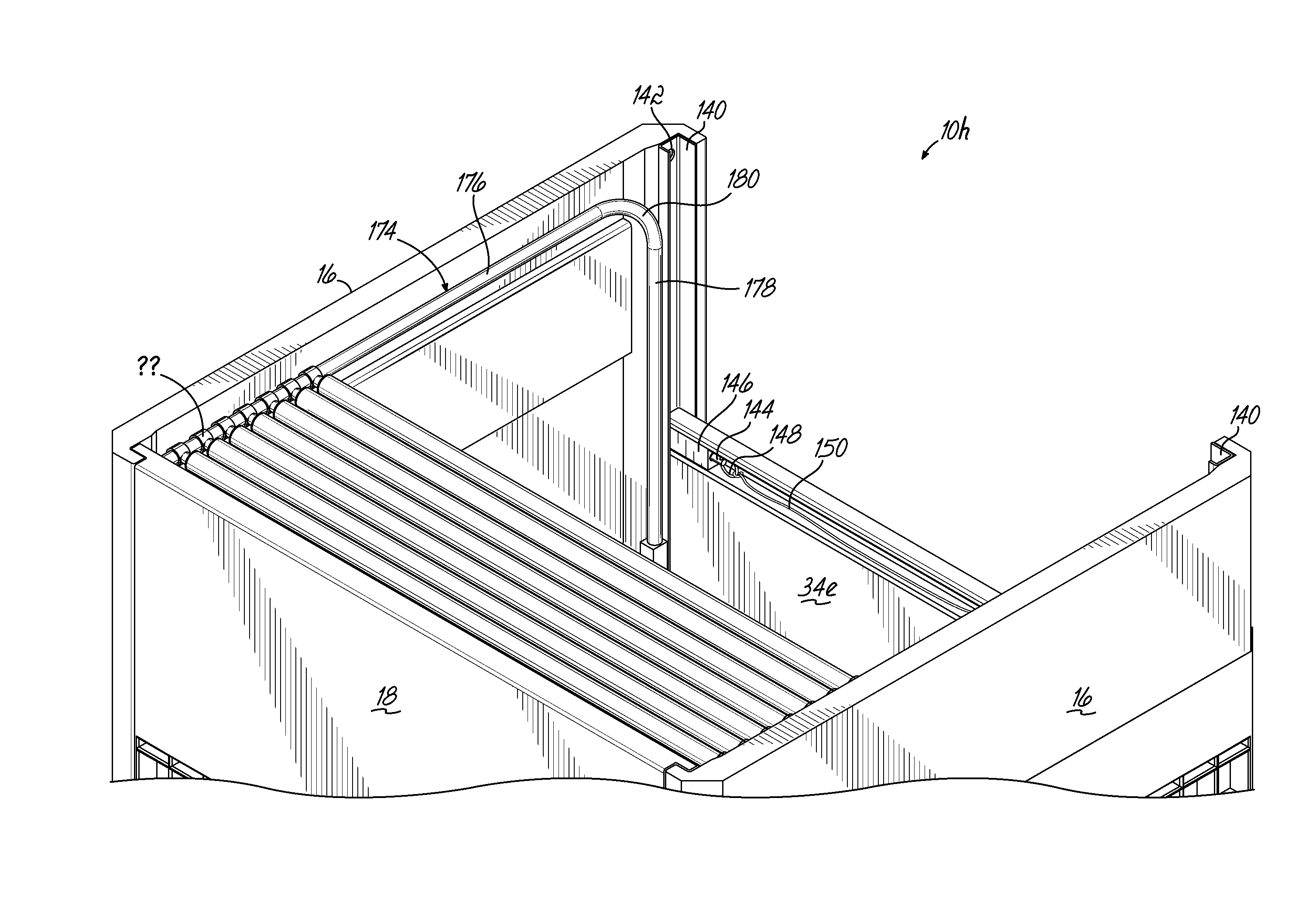 Container Having Movable Support Member Assemblies For Supporting Dunnage and Movable Door