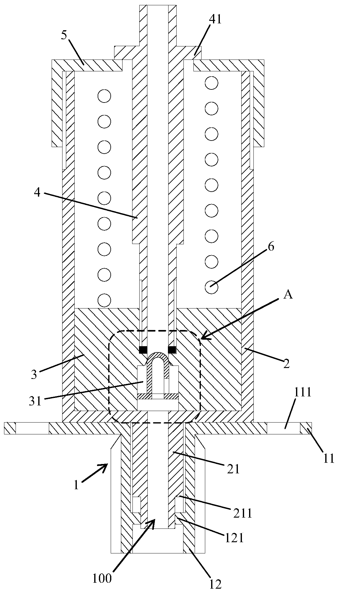 Reverse flow stopping adhesive injecting head