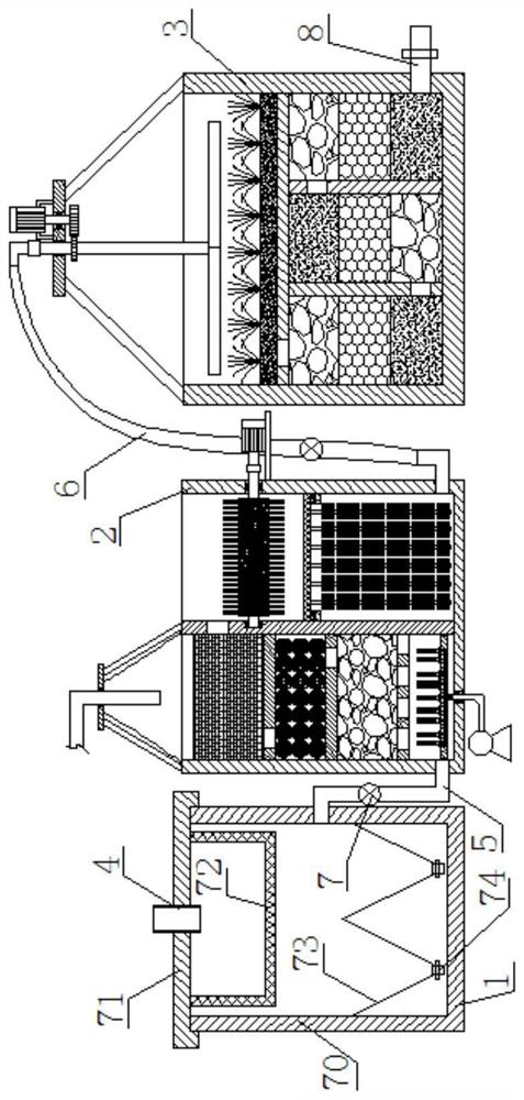 Constructed wetland sewage advanced treatment device with biological filter