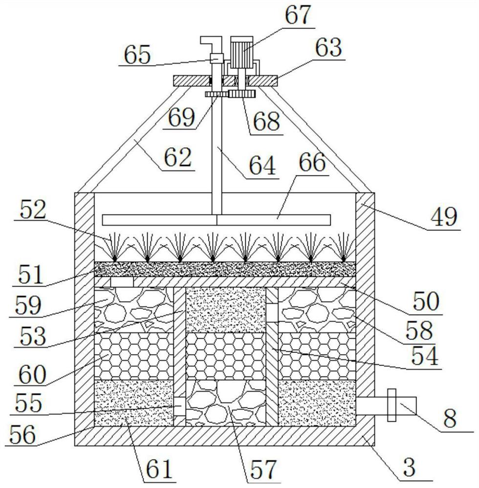 Constructed wetland sewage advanced treatment device with biological filter