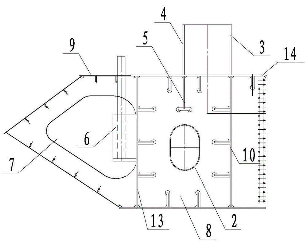 Box and truss composite node structure of steel box and truss composite bridge