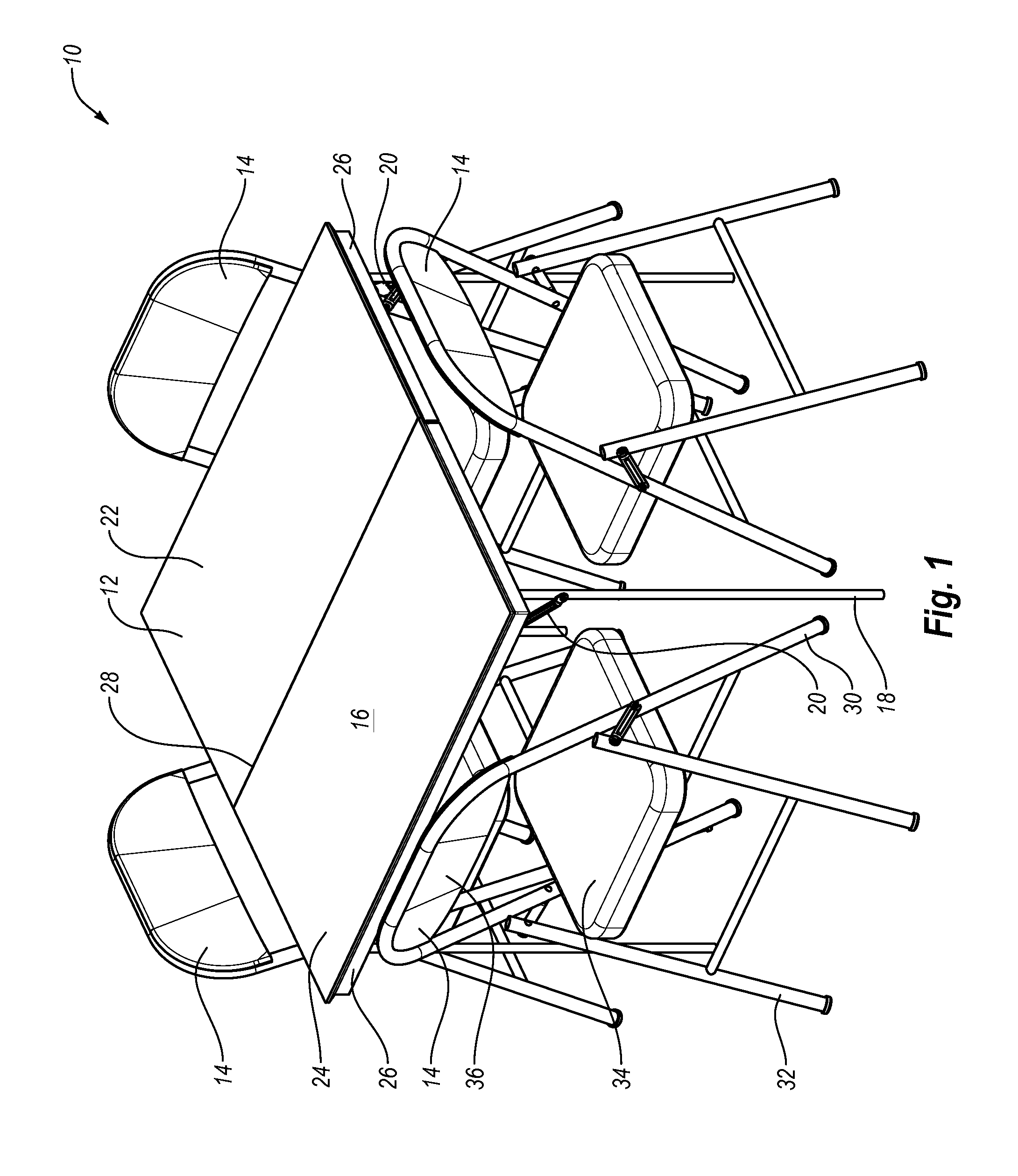 Folding table and chair set with portable carrying case