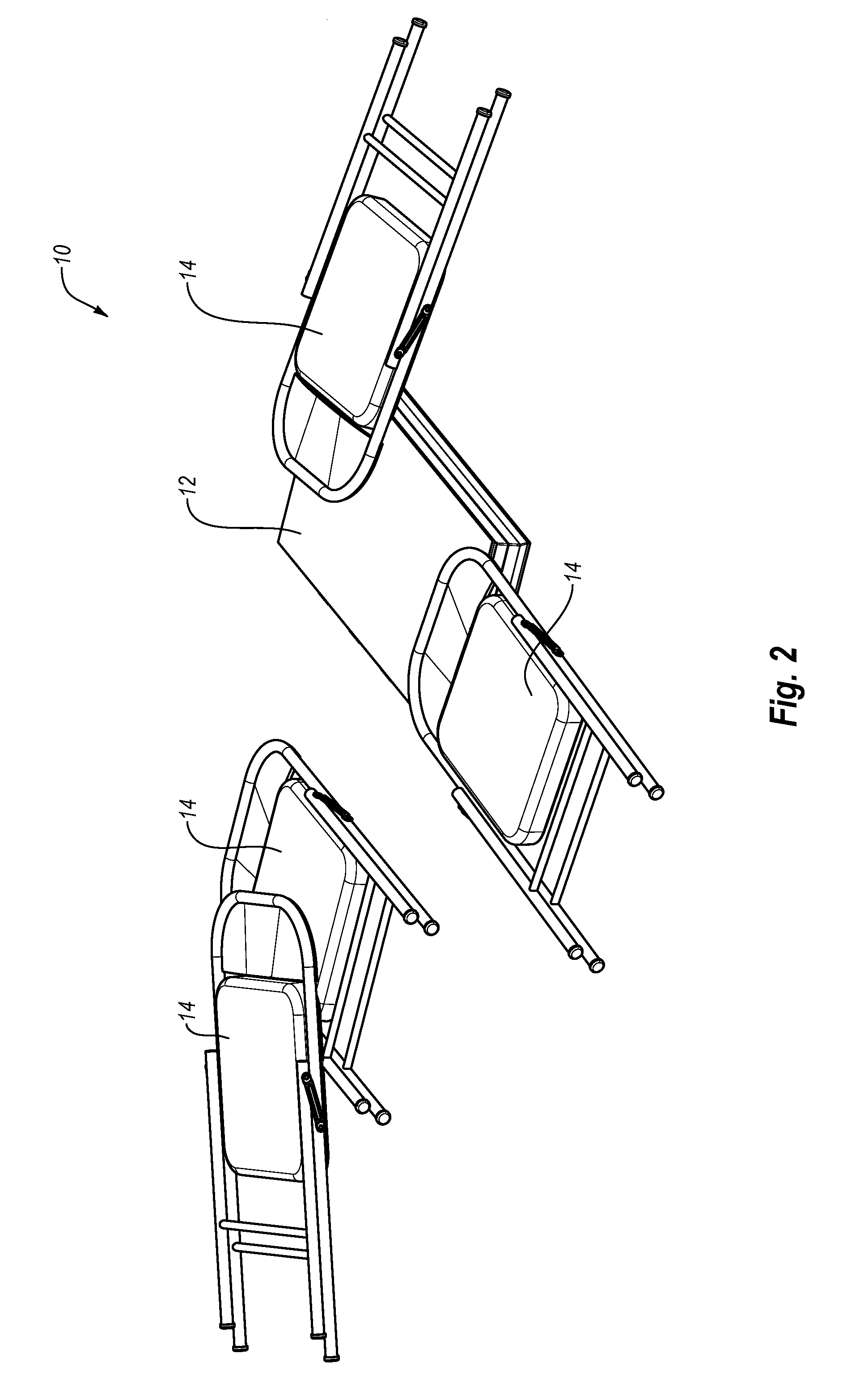 Folding table and chair set with portable carrying case