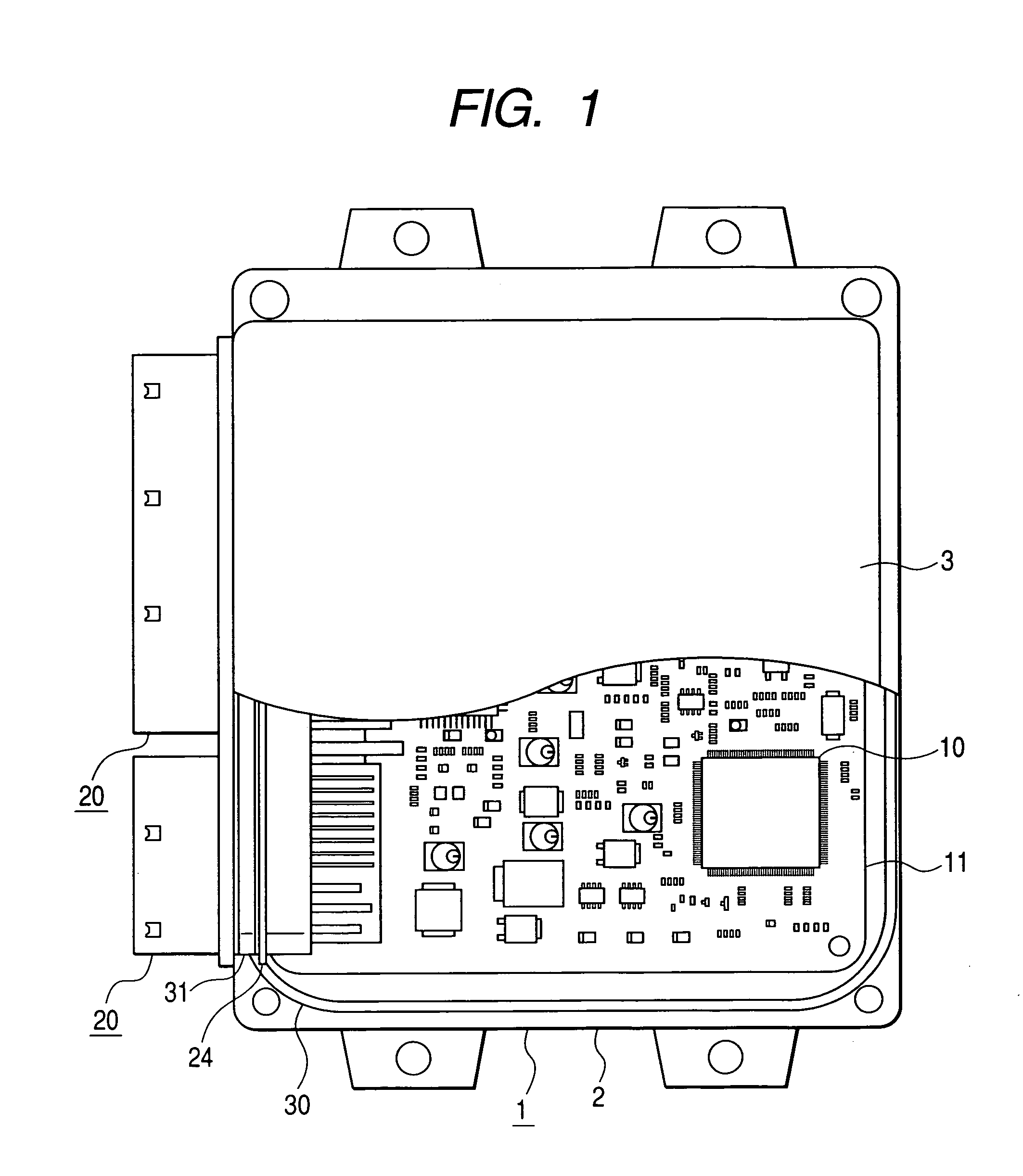 Water-resistant casing structure for electronic control device