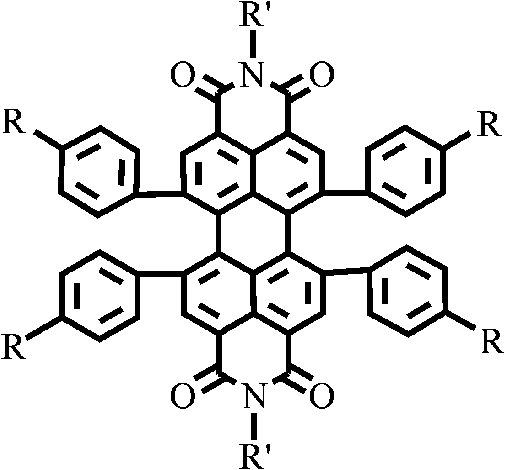 1, 6, 7, 12-tetraphenyl perylene bisimide derivant and preparation method thereof