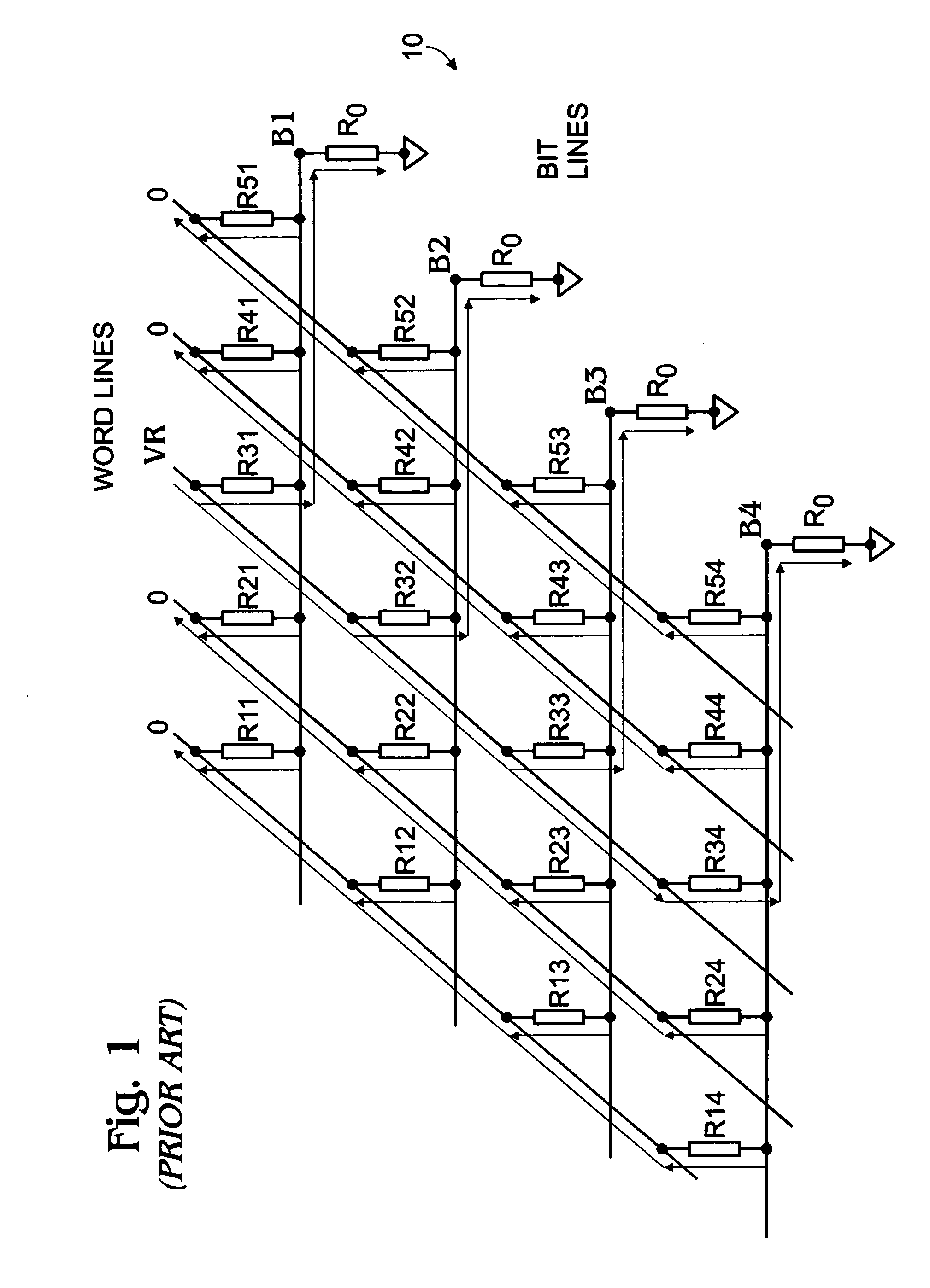 Cross-point RRAM memory array having low bit line crosstalk