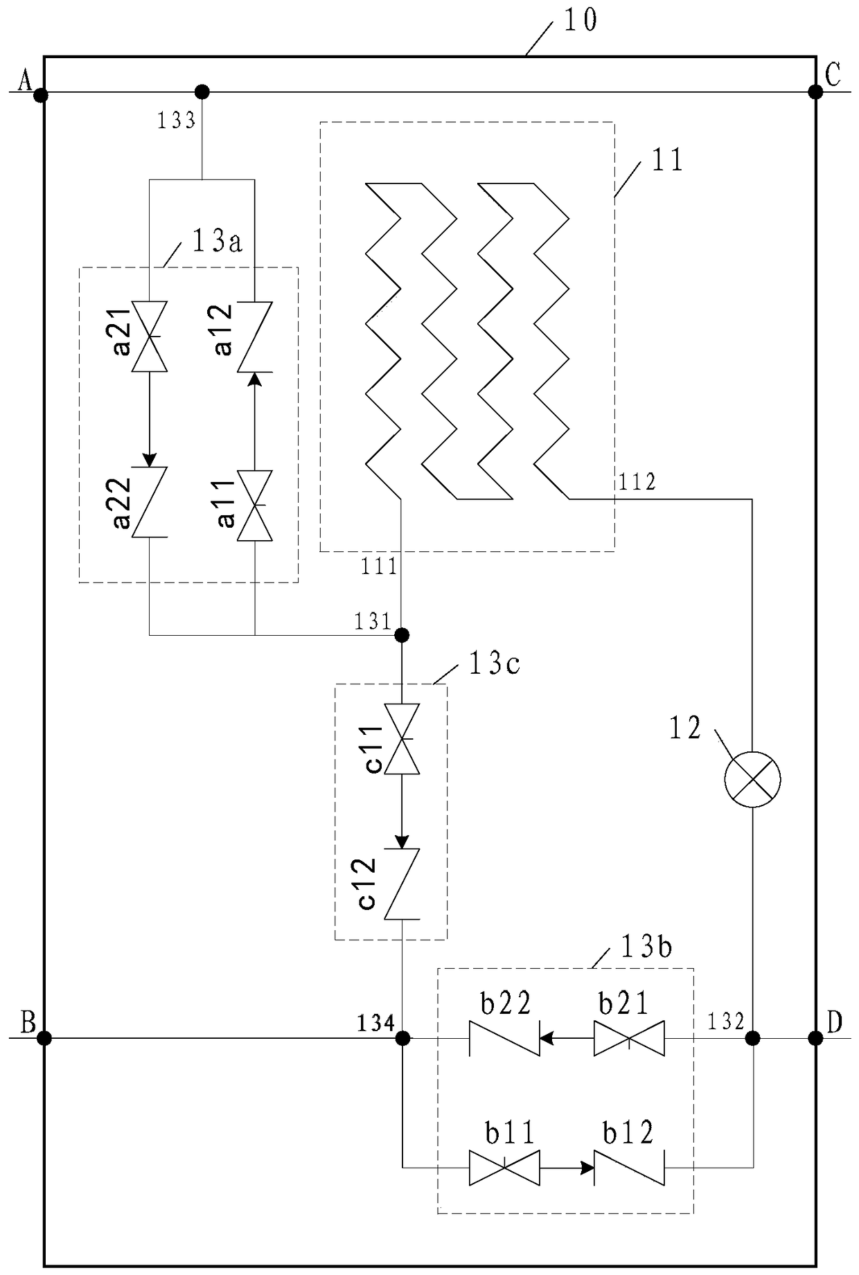 An energy storage component and a multi-connected air conditioning system