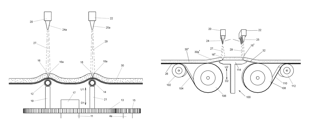 Apparatus and method for spraying color into cracks of a moving formed quartz slab to create veins in an engineered stone