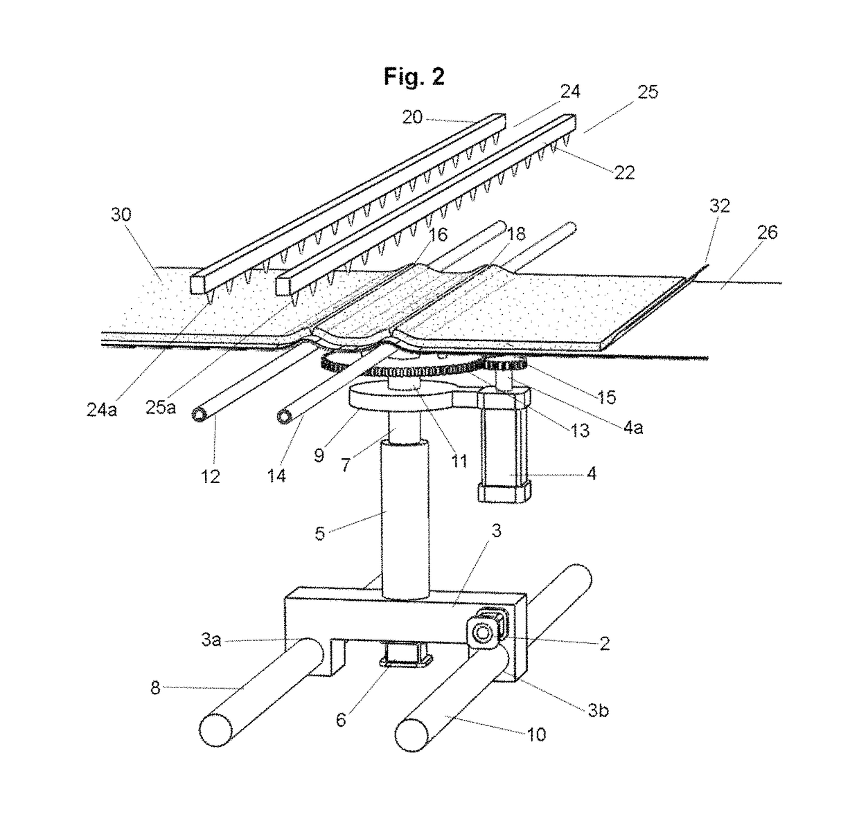 Apparatus and method for spraying color into cracks of a moving formed quartz slab to create veins in an engineered stone