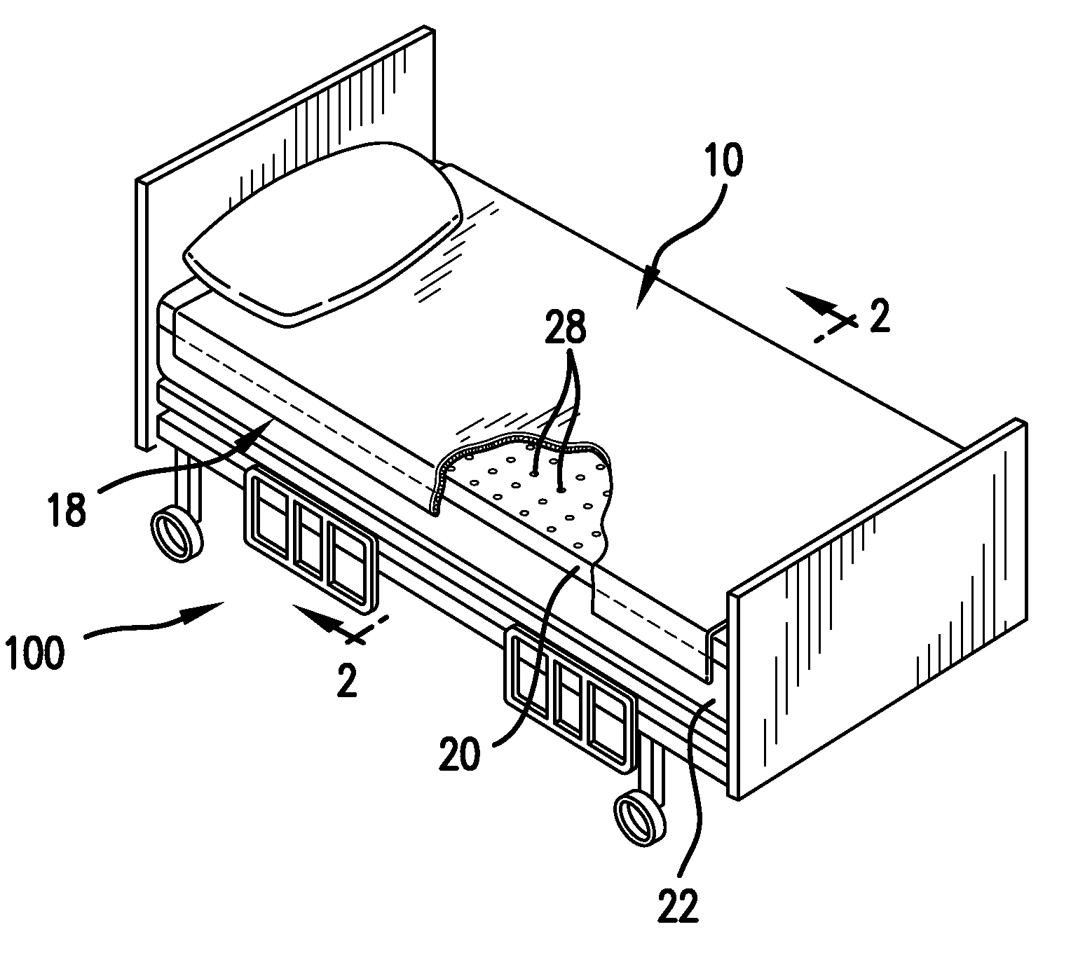 Mattress cover for convalescing patient