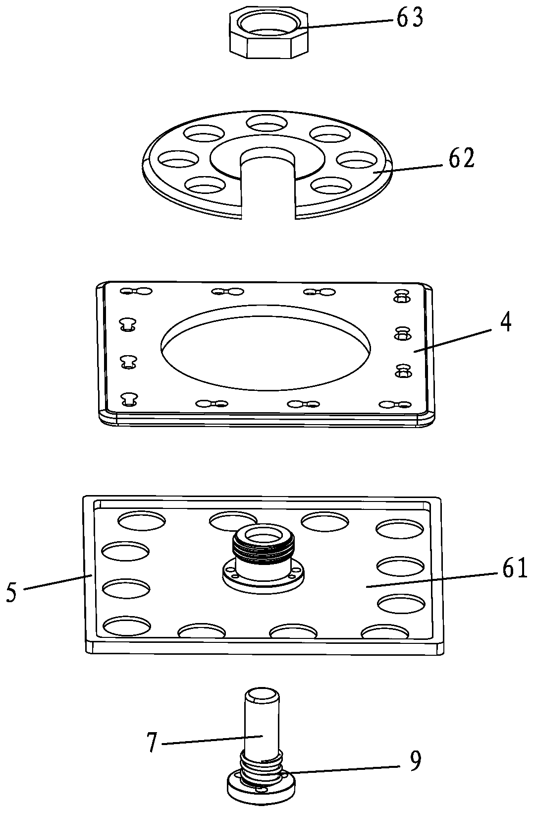 Punching device for square end plate