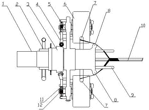 Eccentric winding mechanism of glass fiber covered wires