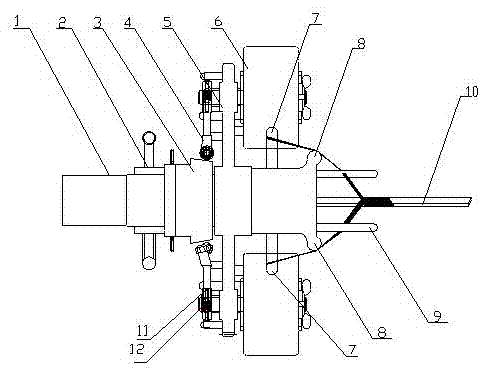 Eccentric winding mechanism of glass fiber covered wires