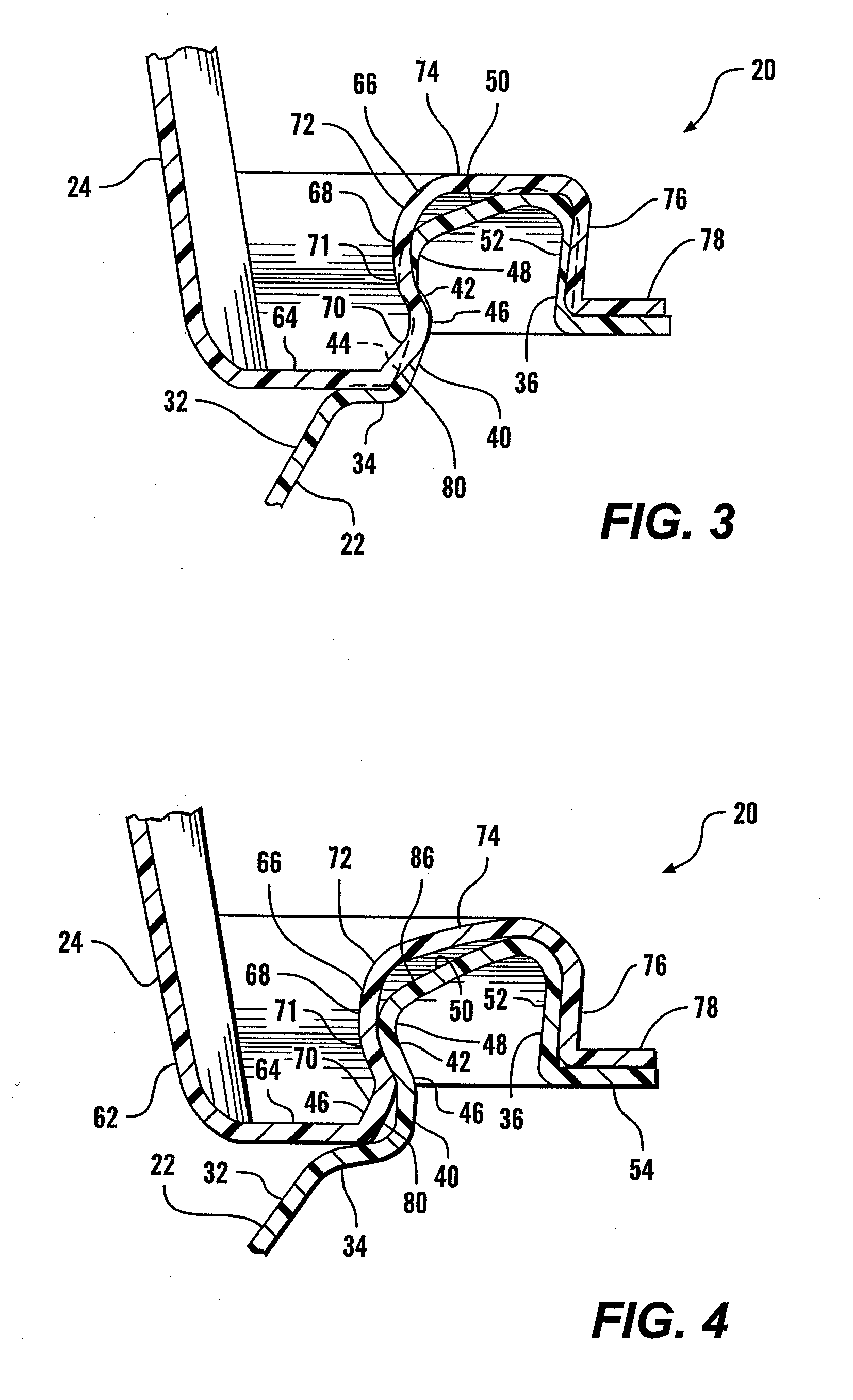 Plastic container with pivoting bottom wall portions