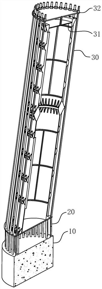 Plug-in type steel pipe concrete column base for large power transmission tower and construction method thereof