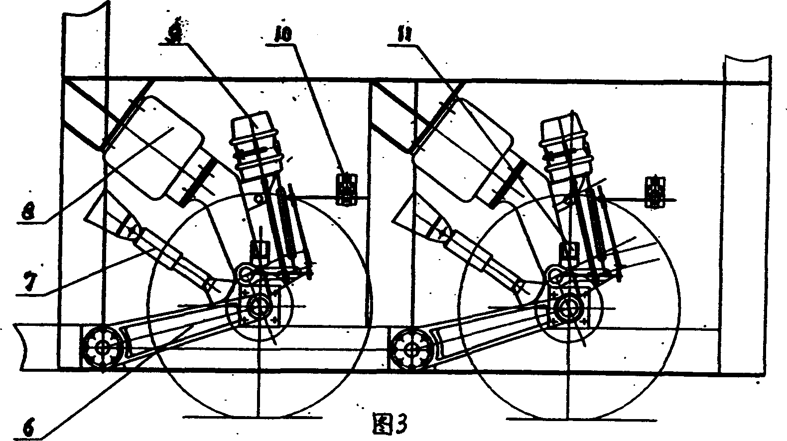 Longitudinal swing arm independant air suspension frame and its application on super low floor semitrailer