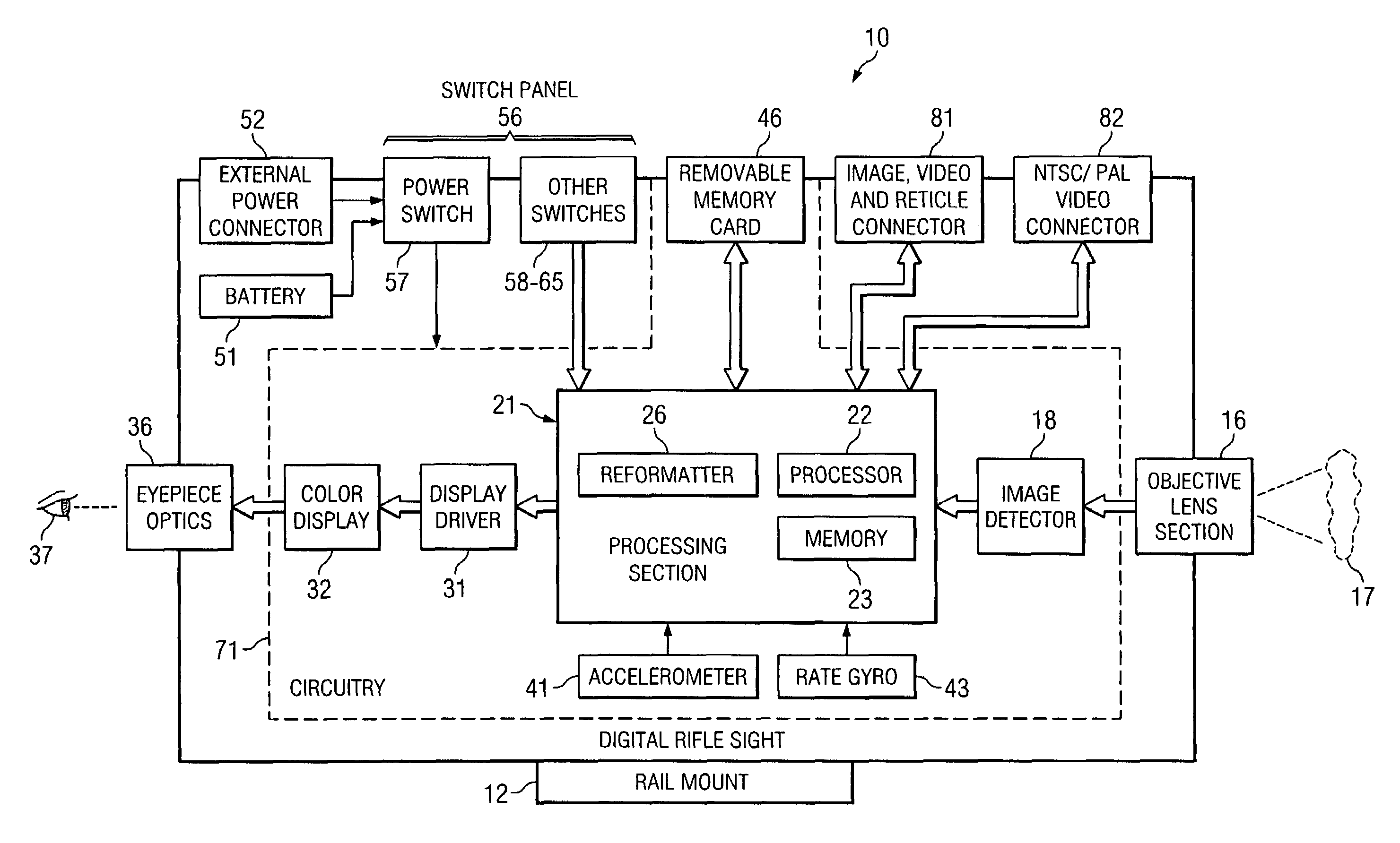 Electronic firearm sight, and method of operating same