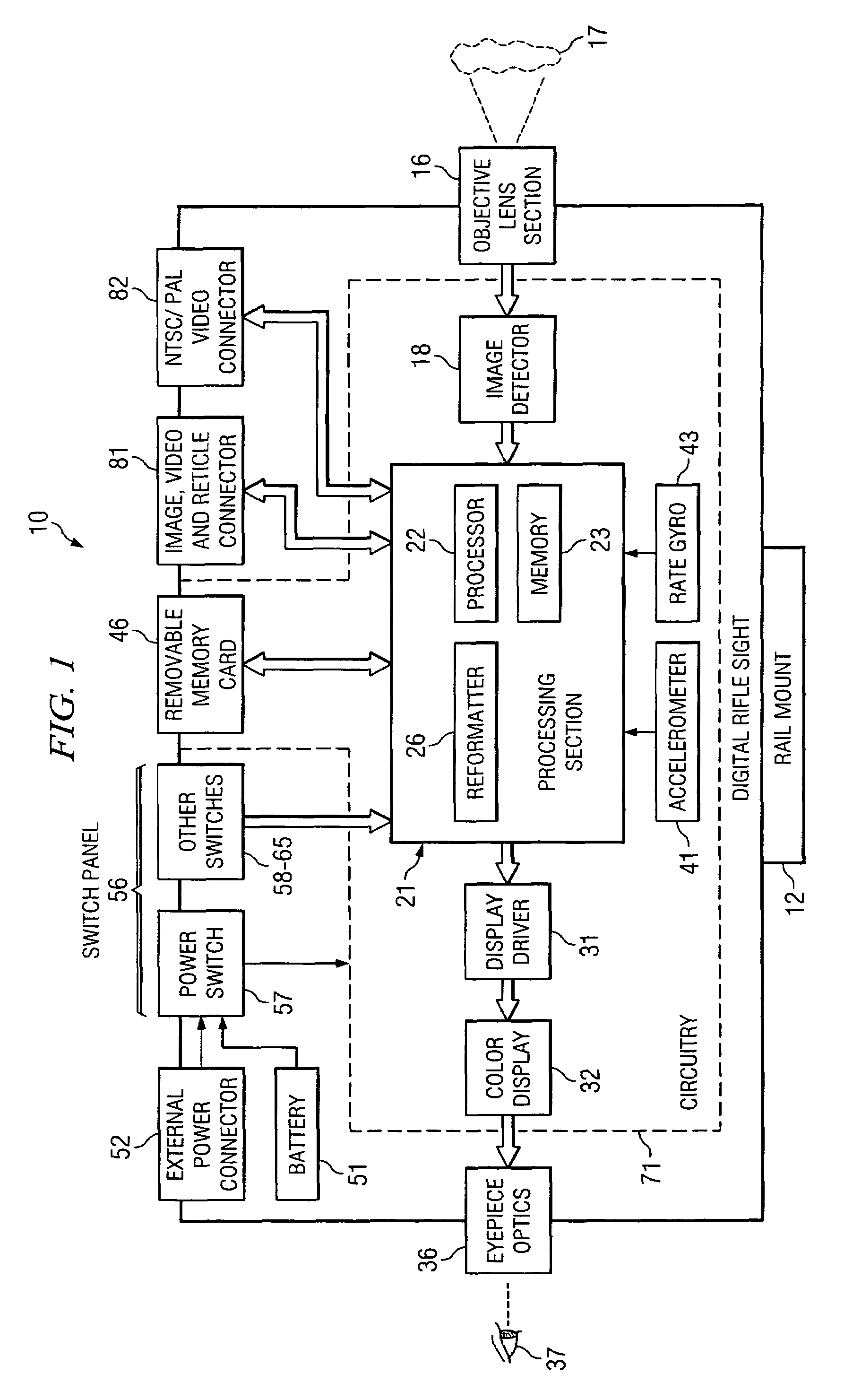 Electronic firearm sight, and method of operating same