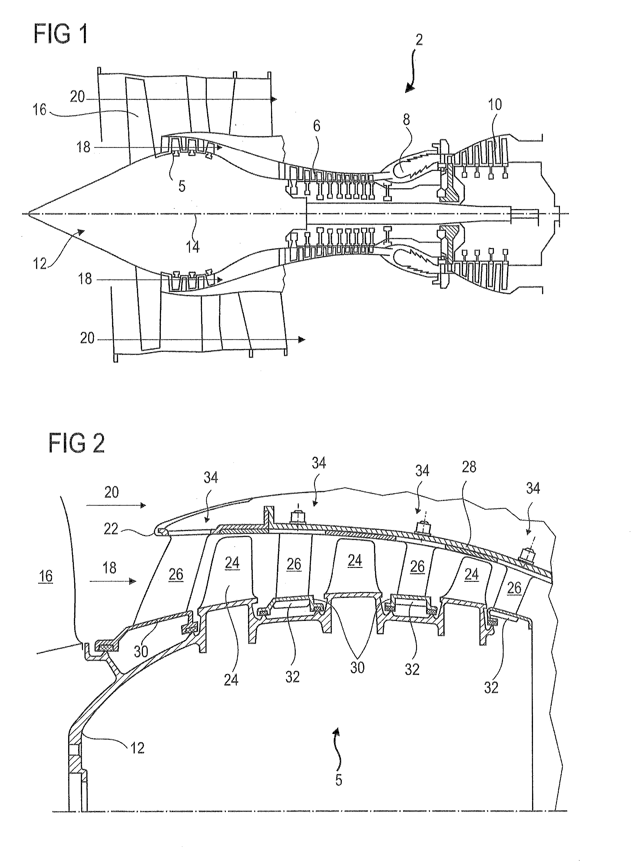 Blade and Shroud with Socket for a Compressor of an Axial Turbomachine