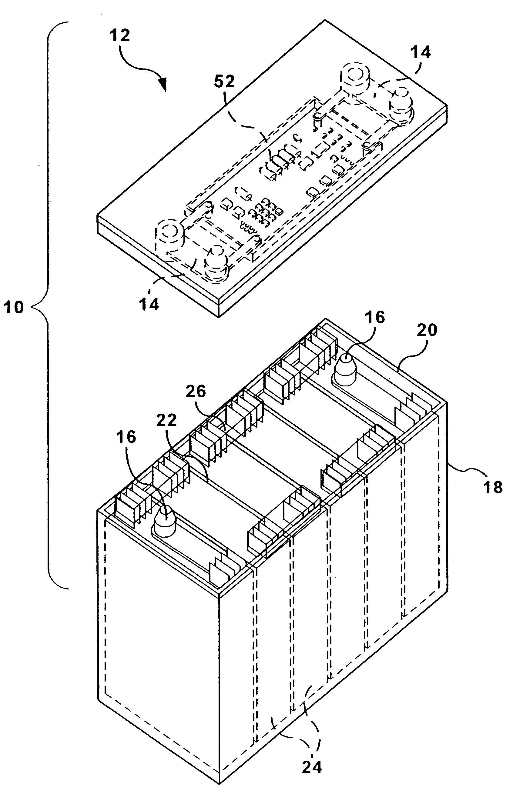 Battery cover assembly having integrated battery condition monitoring