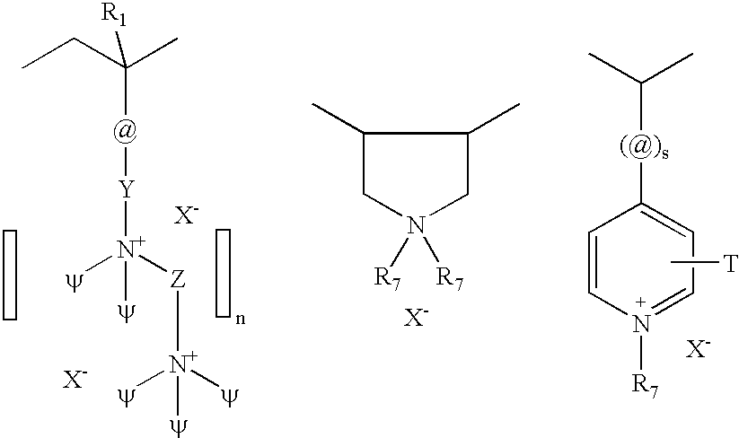 Composition containing a cationic polymer and water insoluble solid material