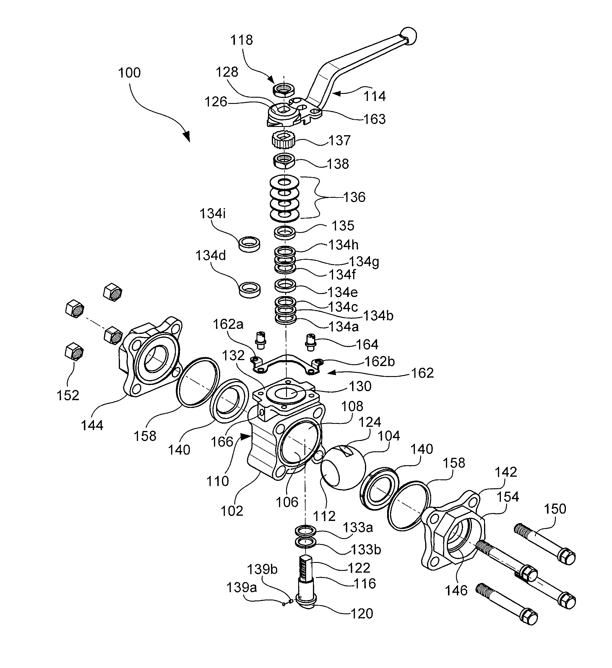 Ball valve with integrated fugitive emission assembly