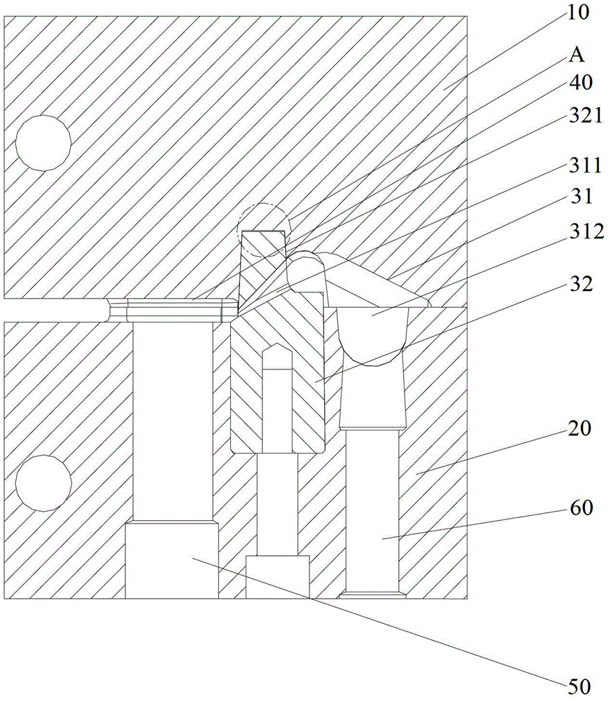 Mechanism used for cutting off side gate in mold automatically and suitable for injection mold