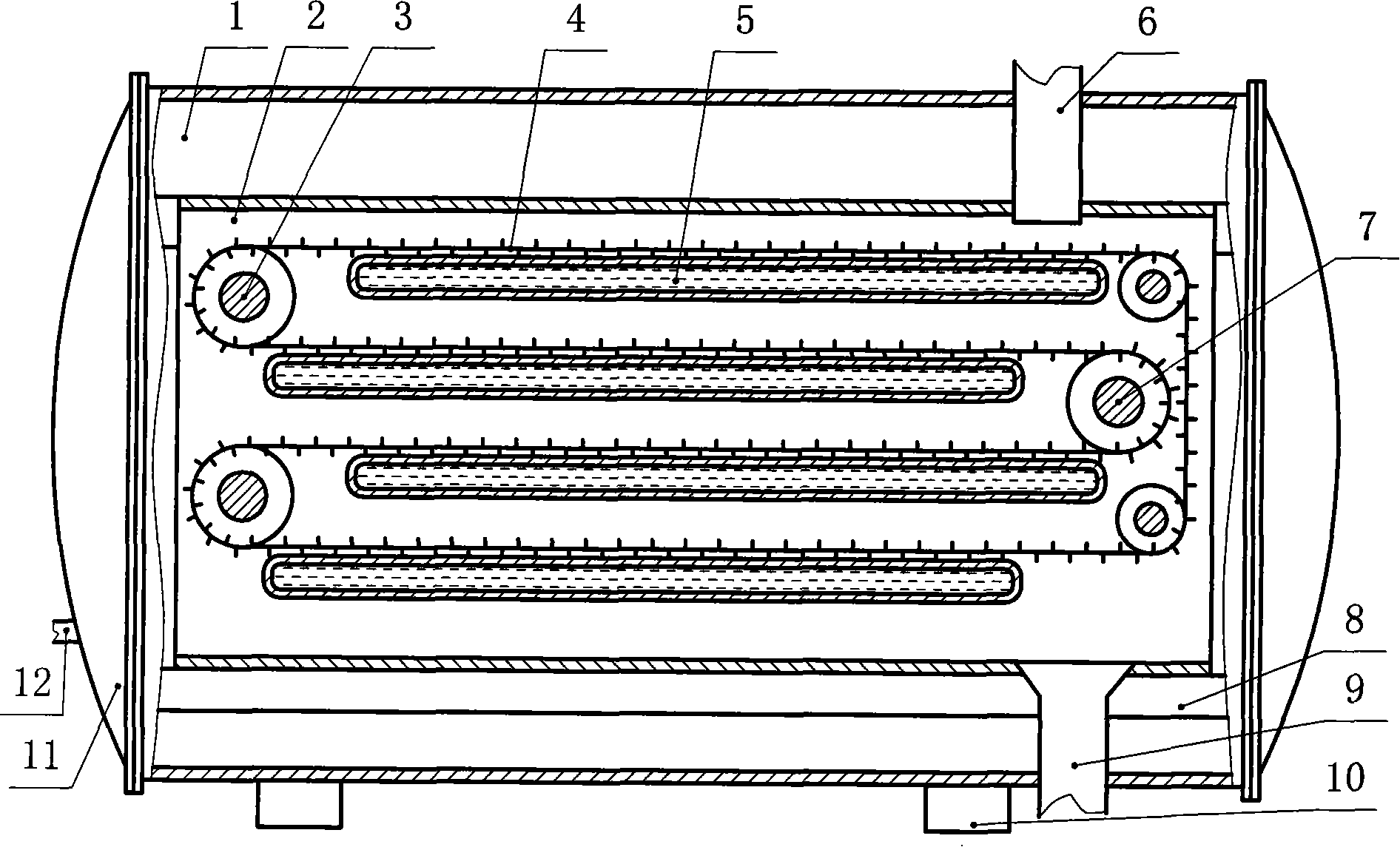 Net band transmission type vacuum continuous drying device and net band transmission type drying device