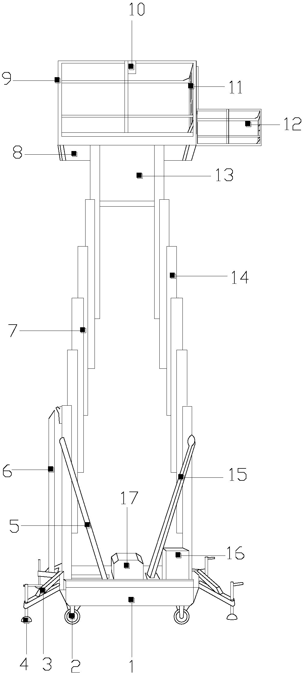 Novel high-altitude work platform with double masts