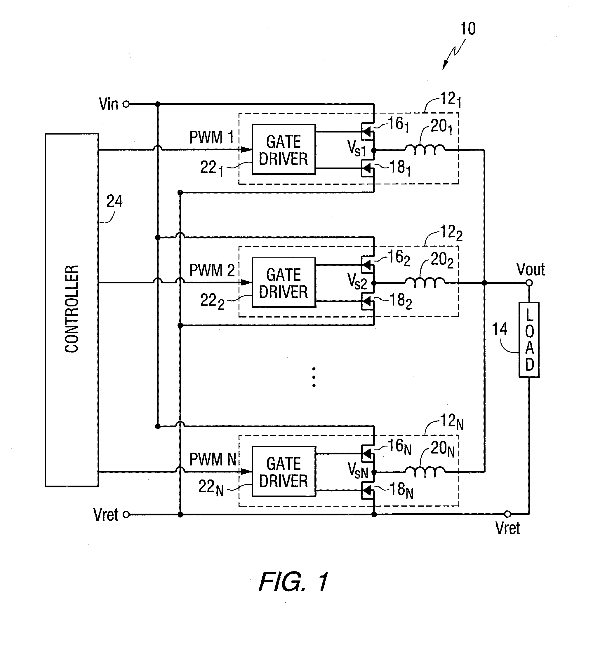 Power supply providing ultrafast modulation of output voltage