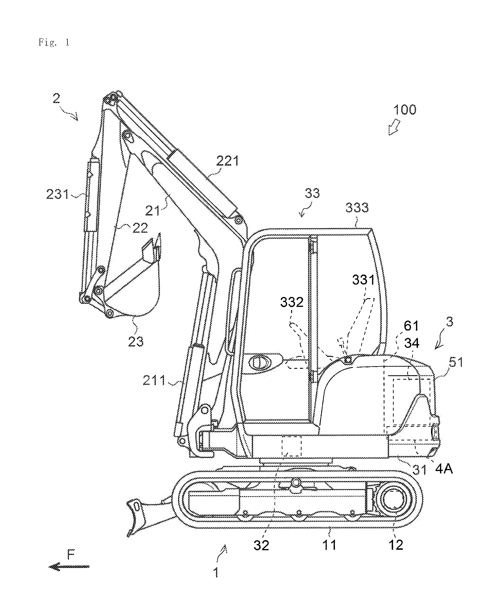 Attaching structure for door of working vehicle