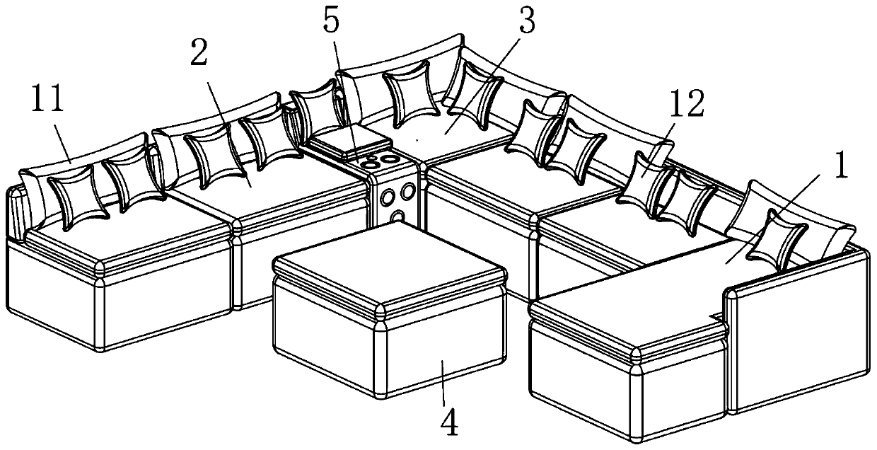 Combined sofa with Bluetooth networking function