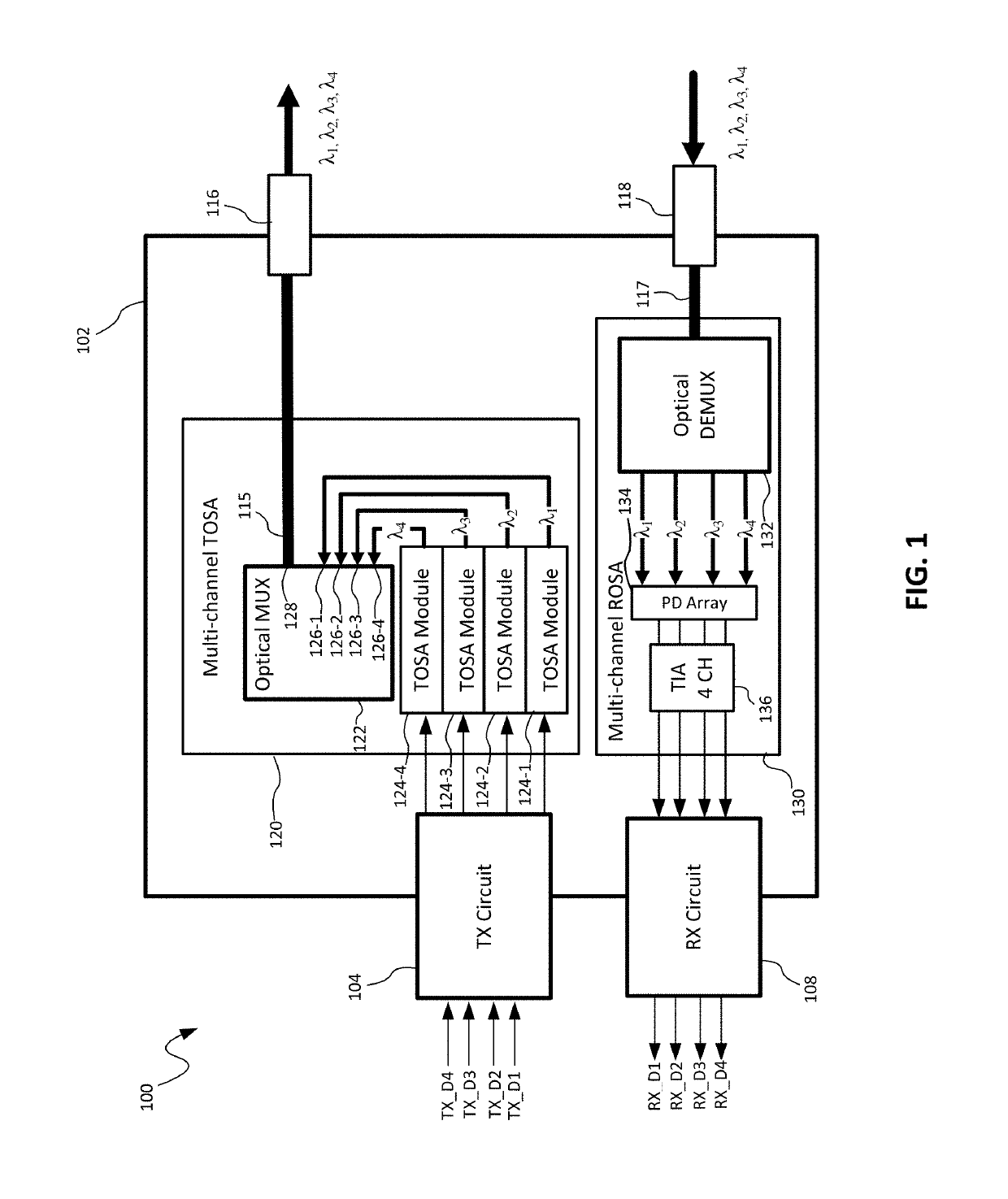 Techniques for indirect optical coupling between an optical input/output port of a subassembly housing and an arrayed waveguide grating (AWG) device disposed within the same