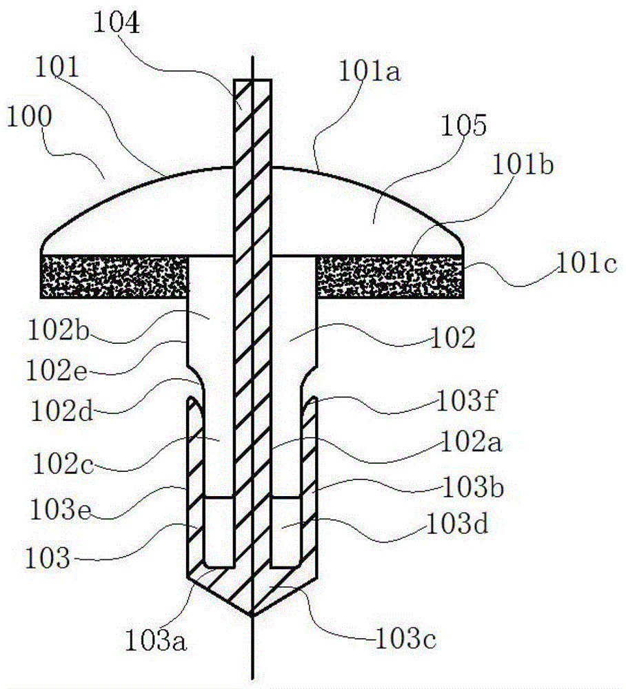 On-line pressure fast plugging nail for fire hose and fast plugging method