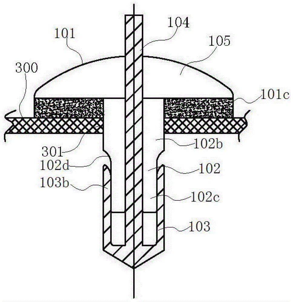 On-line pressure fast plugging nail for fire hose and fast plugging method