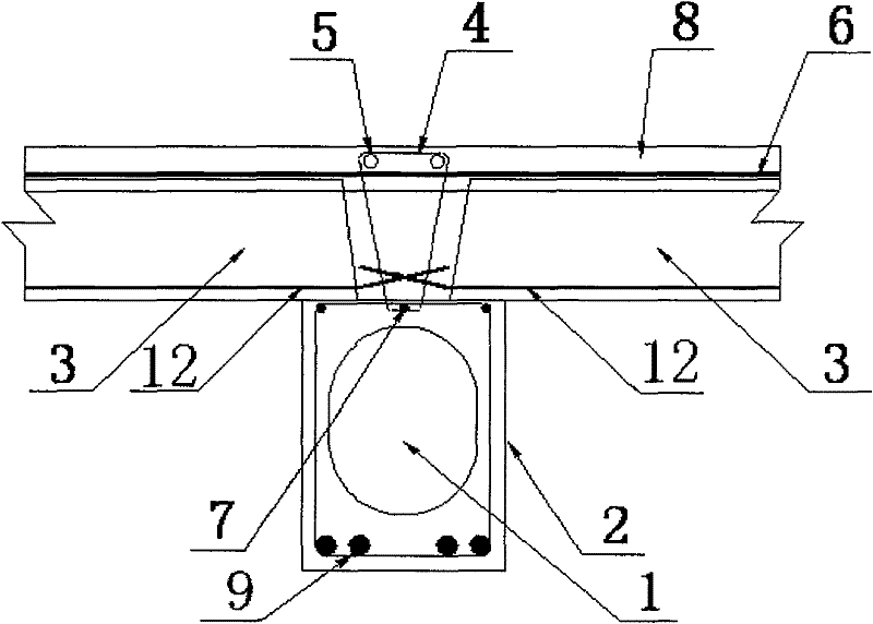 A kind of prefabricated hollow composite beam and the cast-in-place construction method of beam and prefabricated slab