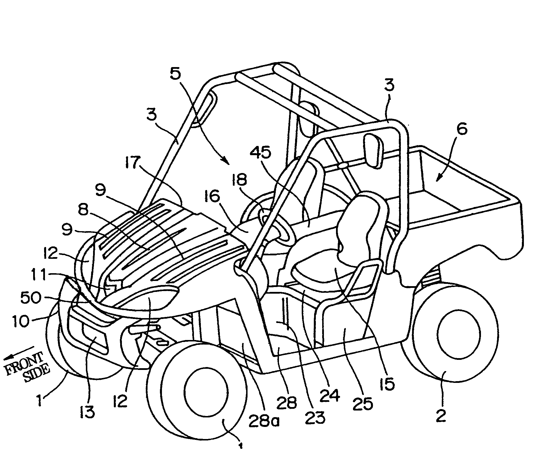 Four wheeled utility vehicle