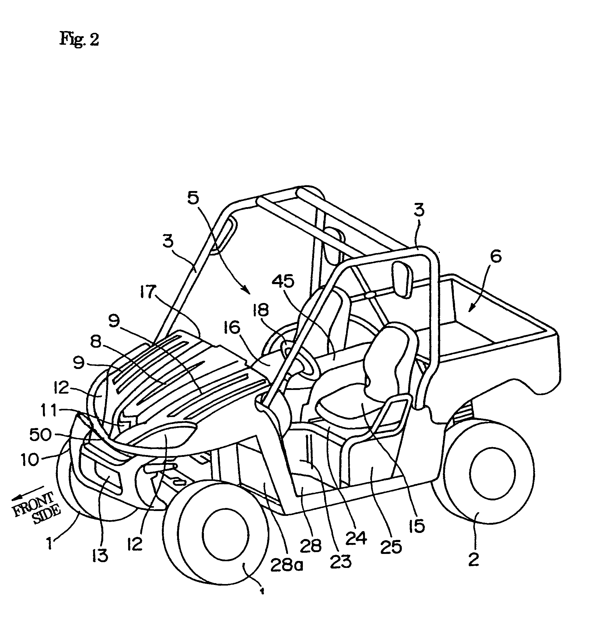 Four wheeled utility vehicle