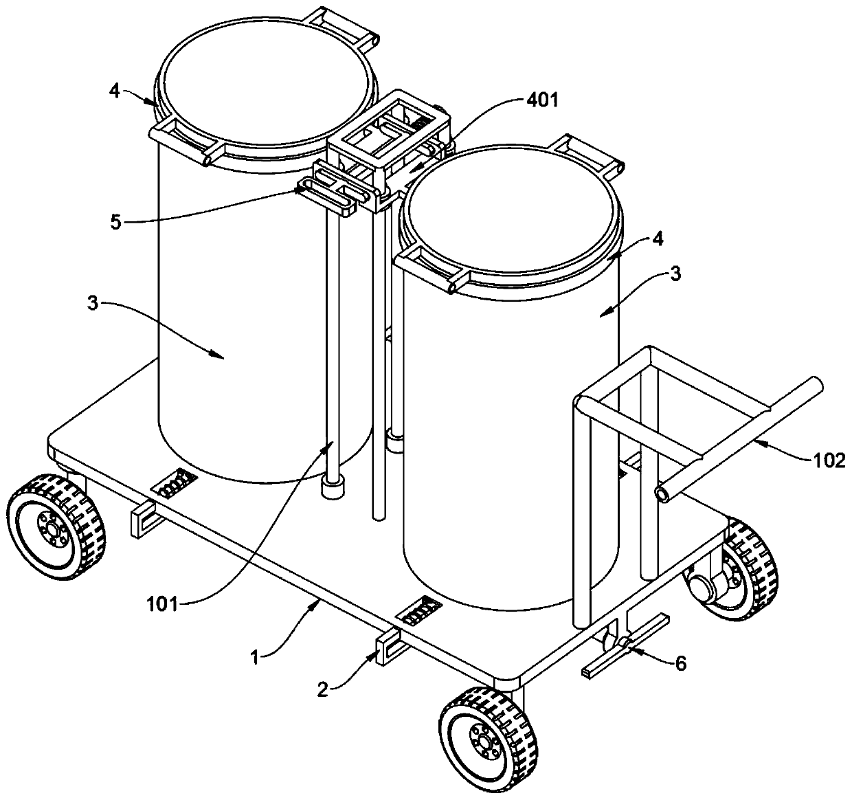 Temporary transportation device for small path section and for garbage classification management