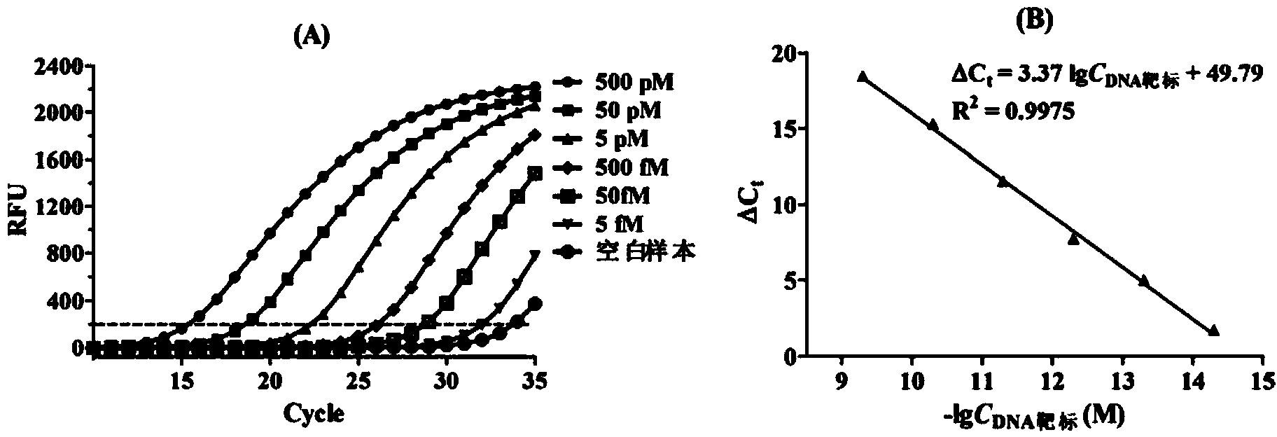 PCR analyzing method for quantitatively detecting nucleic acid through RNA polymerase and ligase coupled reaction medium