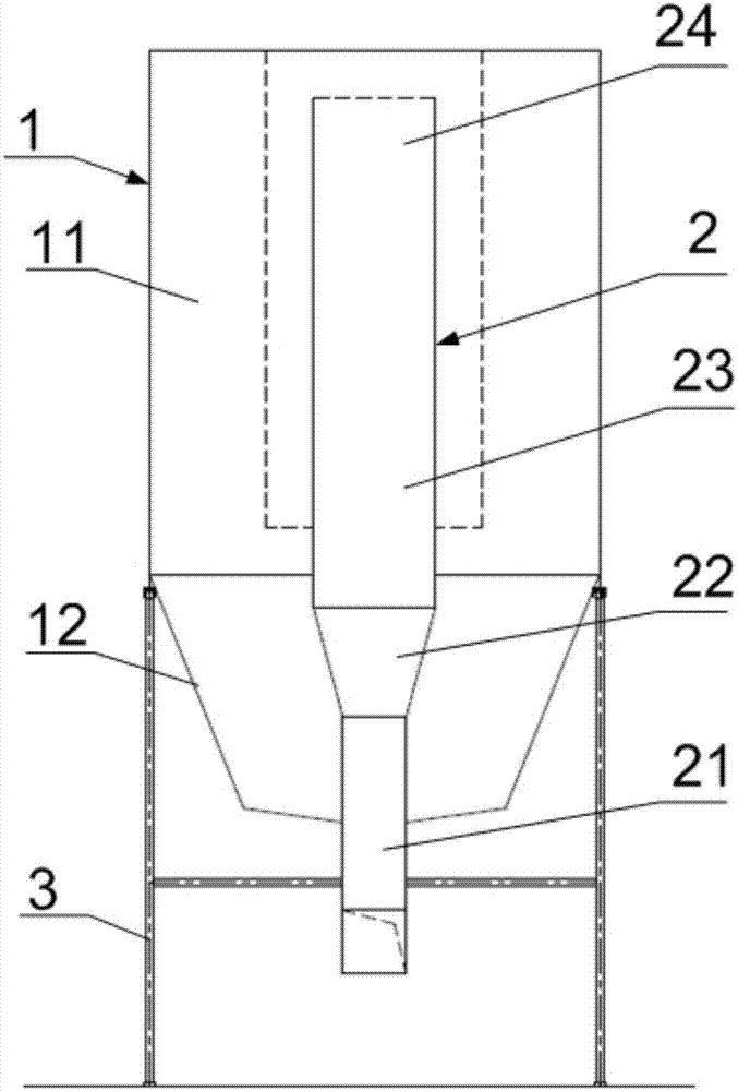 Flue gas purification rector, bag-type dust collector and dry type flue gas purification system