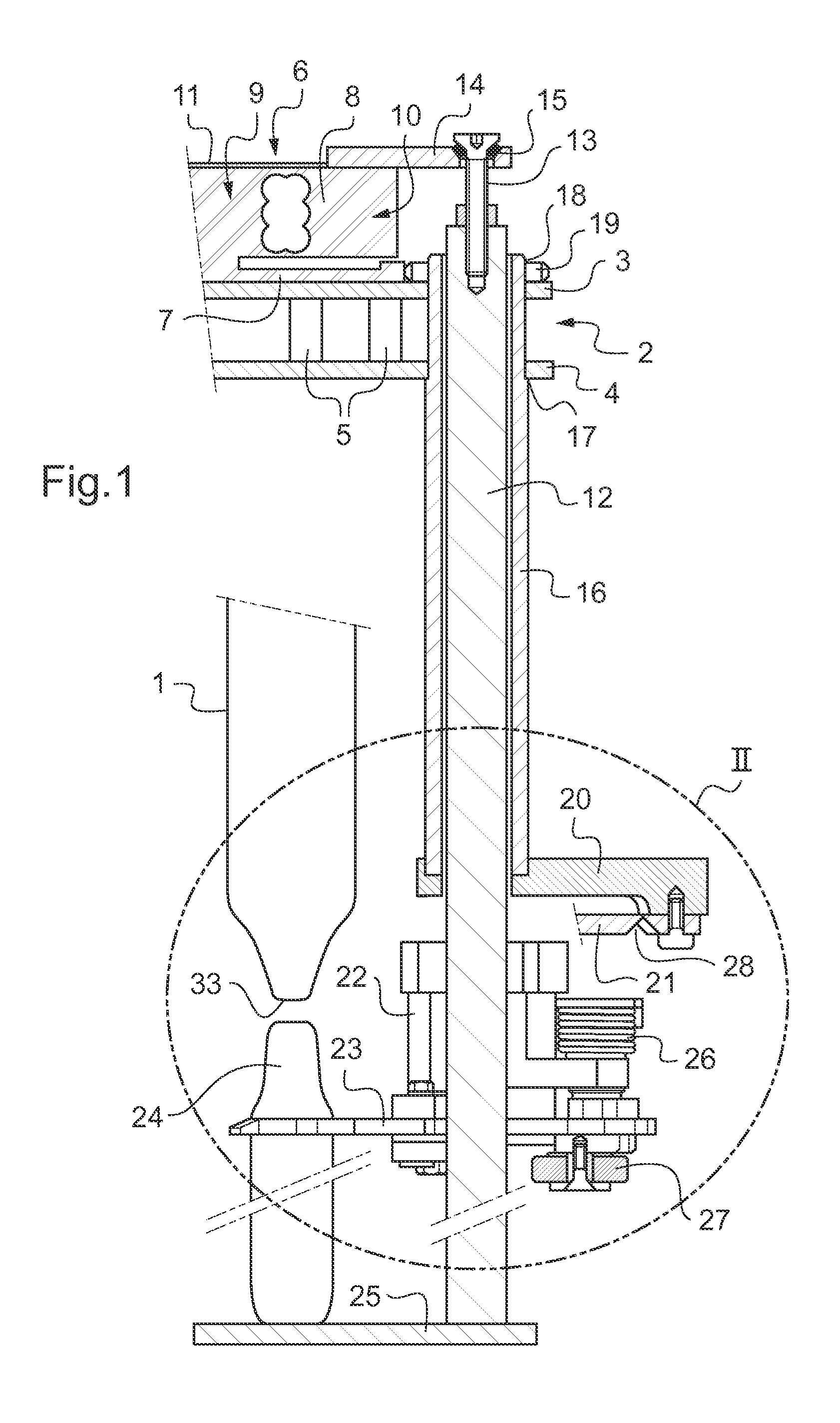 Device for filling containers by weight, the device being fitted with an anti-vibration member