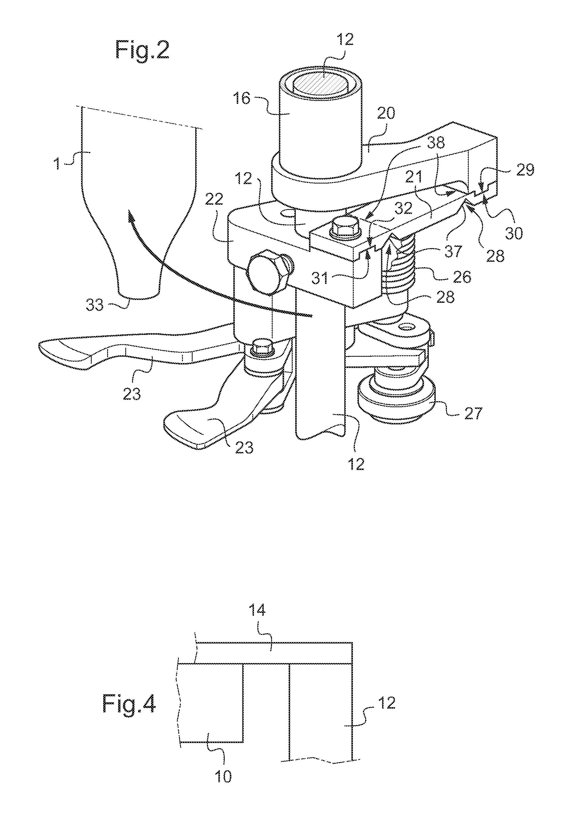 Device for filling containers by weight, the device being fitted with an anti-vibration member