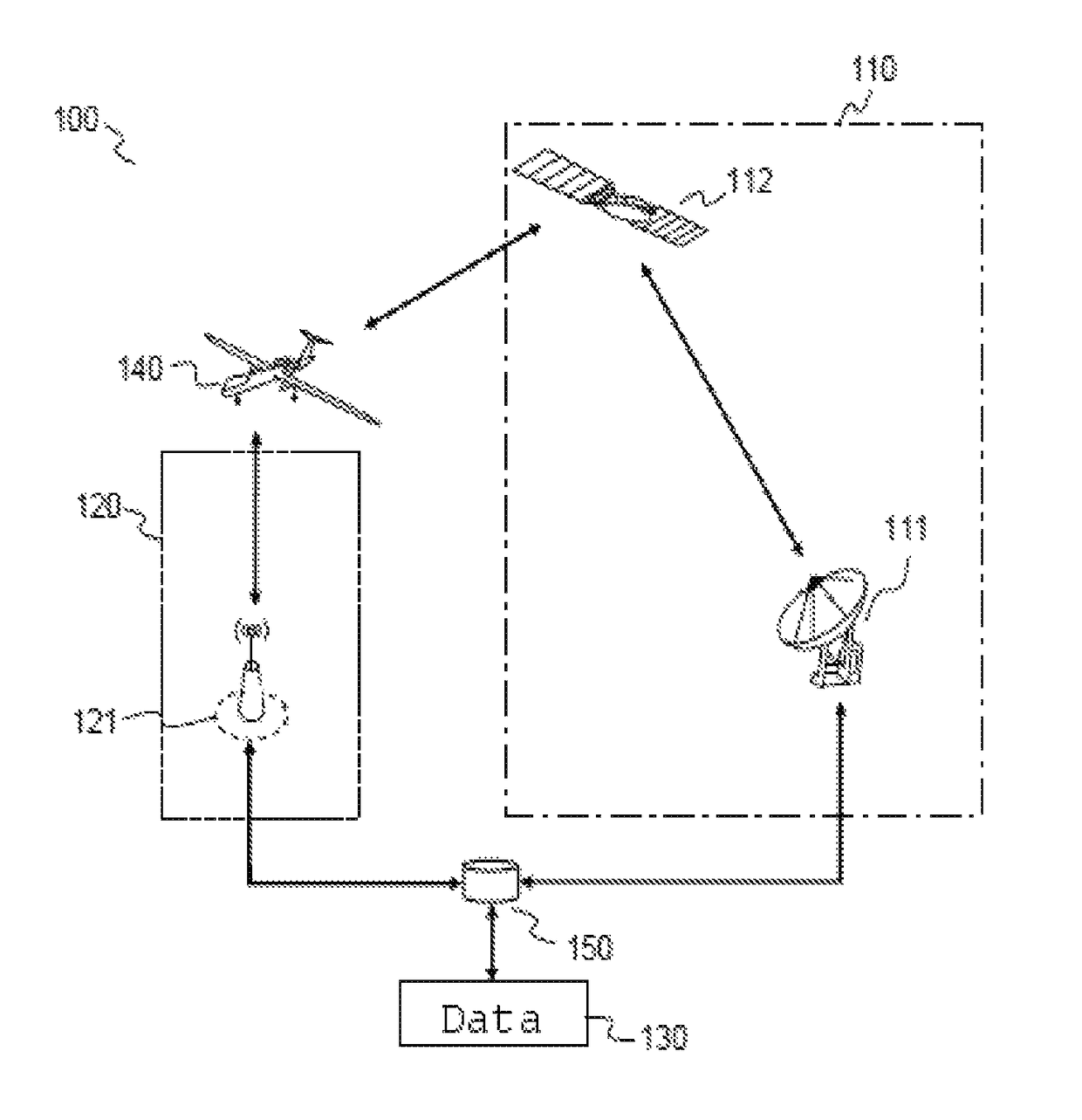 Method for synchronizing signals in a terrestrial and satellite link and associated architecture