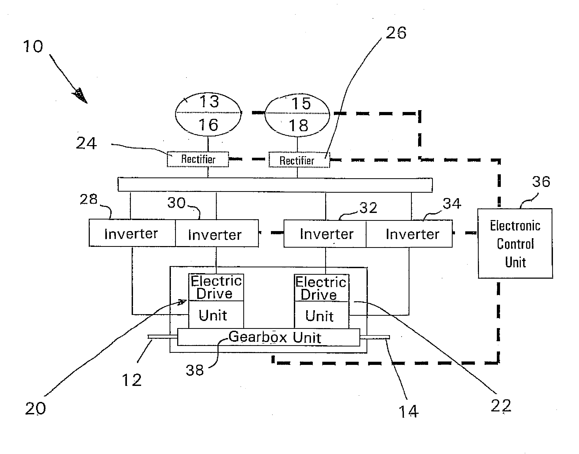 Electric Drive System Comprising Differential Steering for a Vehicle, Drive Unit and Vehicle