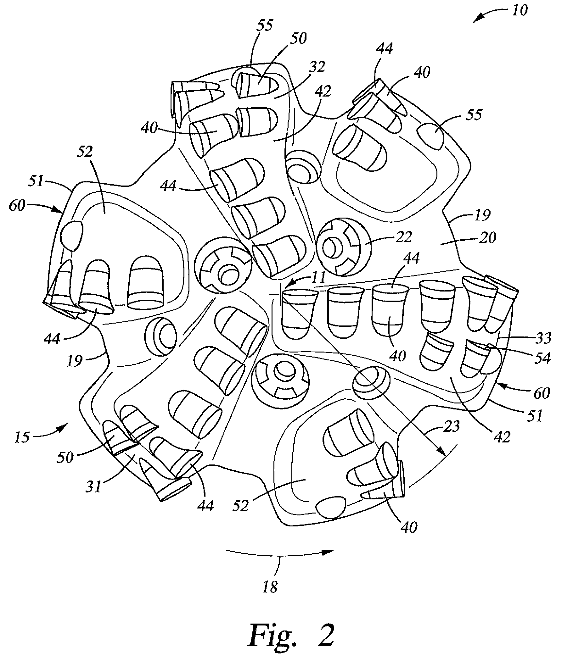 Fixed cutter bit with backup cutter elements on primary blades