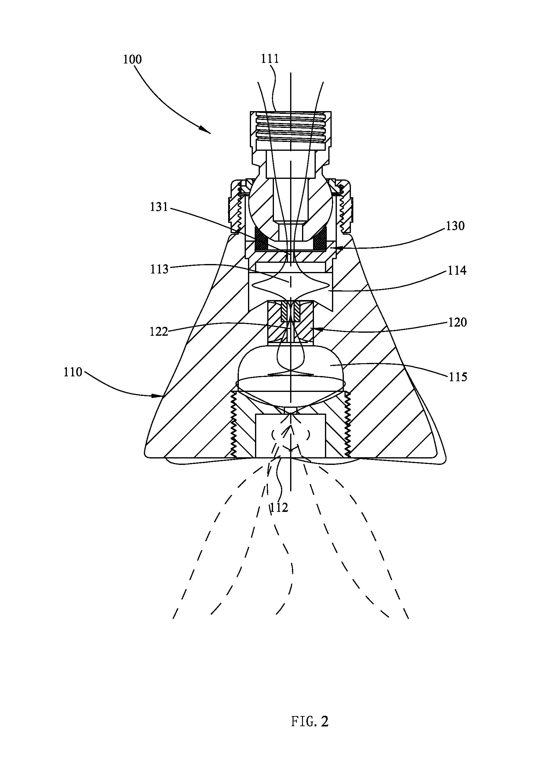 Outlet mechanism with pulsing and rotating water effect and a water processor with pulsing and rotating water effect