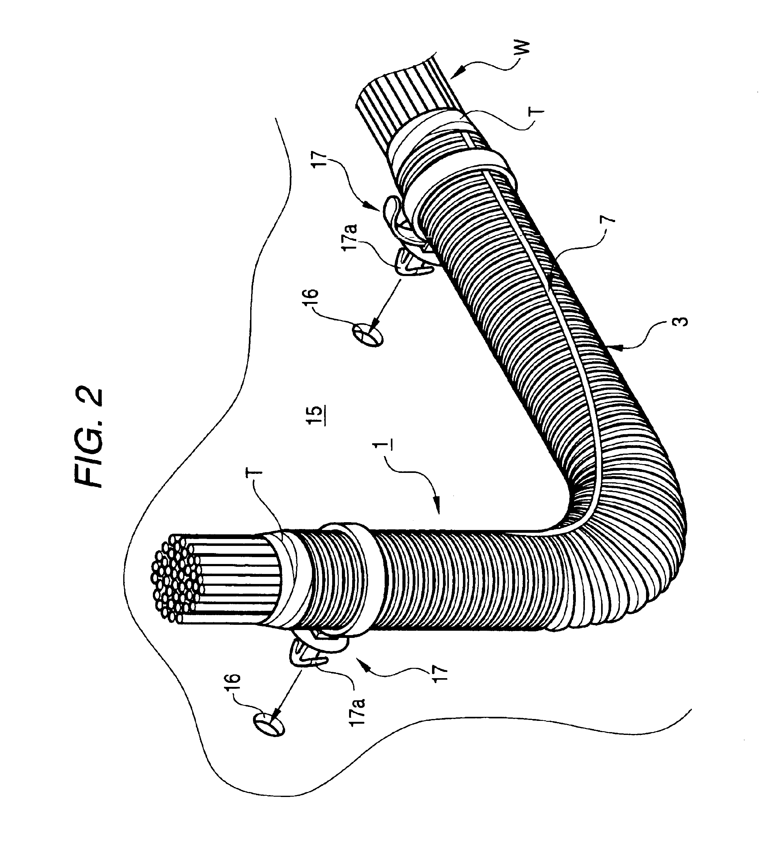 Corrugated tube-mounting structure